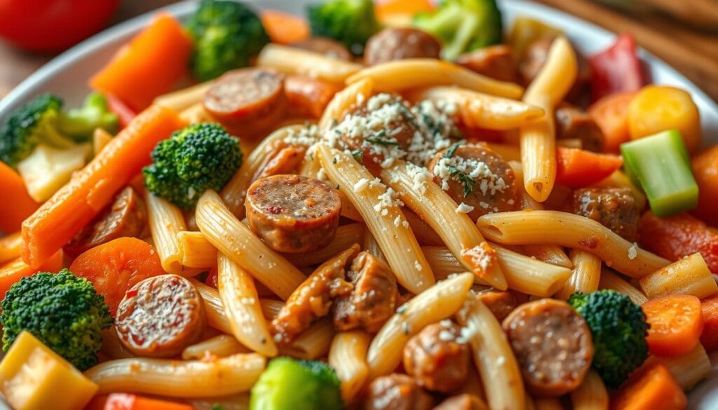 vegetables in chicken sausage pasta vegetables in chicken sausage pasta