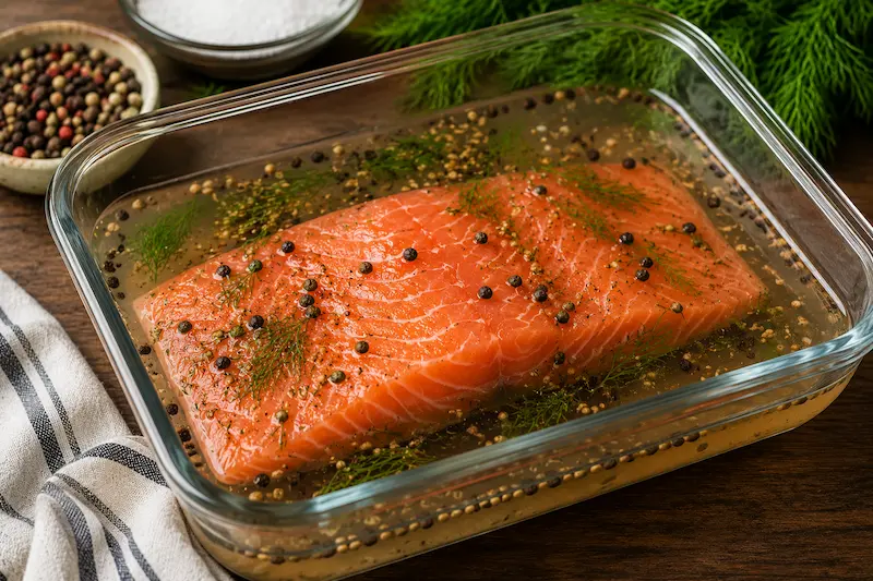 Brining salmon before smoking to improve flavor and moisture retention
