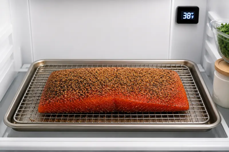 dry brining salmon overnight in refrigerator