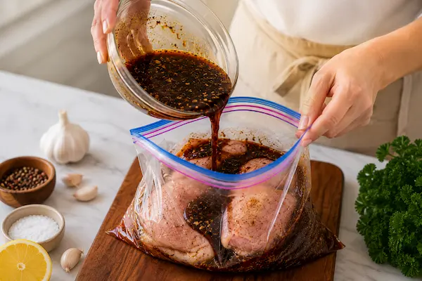 Chicken thighs coated in chicken thigh marinade recipe
